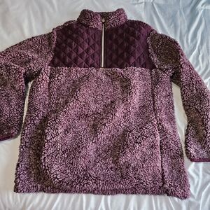 The Coral Palm Sherpa Purple Quarter Zip Jacket Women's Large
